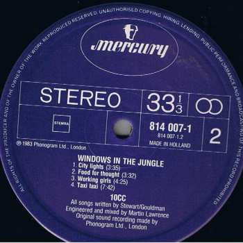 LP 10cc: Windows In The Jungle