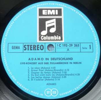 2LP/Zestaw pudełkowy Adamo: Adamo In Deutschland (Live-Konzert Aus Der Philharmonie In Berlin)