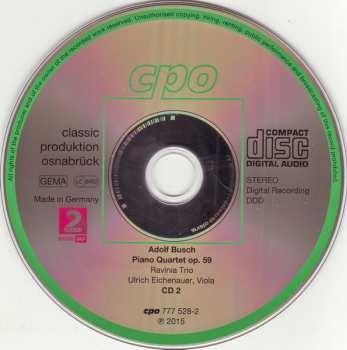 2CD Adolf Busch: Piano Trios & Piano Quartet
