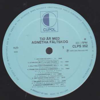 LP Agnetha Fältskog: Tio År Med Agnetha