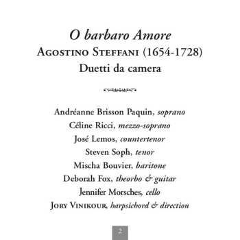 CD Agostino Steffani: O Barbaro Amore