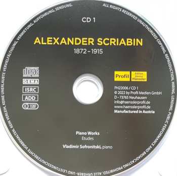 12CD/Zestaw pudełkowy Alexander Scriabine: 150th Anniversary / Piano Works