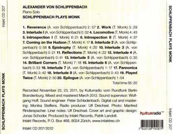 CD Alexander von Schlippenbach: Schlippenbach Plays Monk