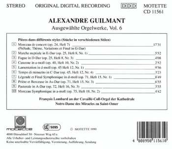 CD Alexandre Guilmant: Ausgewählte Orgelwerke Vol. 6