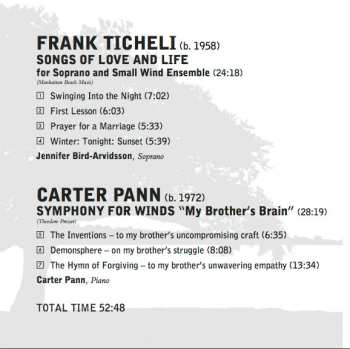 CD University Of Colorado Wind Symphony: Of Love & Life: Wind Music By Frank Ticheli & Carter Pann