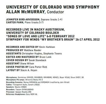 CD University Of Colorado Wind Symphony: Of Love & Life: Wind Music By Frank Ticheli & Carter Pann
