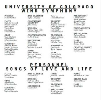 CD University Of Colorado Wind Symphony: Of Love & Life: Wind Music By Frank Ticheli & Carter Pann
