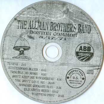 CD The Allman Brothers Band: Boston Common 8-17-71