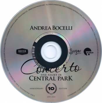 CD Andrea Bocelli: Concerto: One Night In Central Park 10th Anniversary Edition