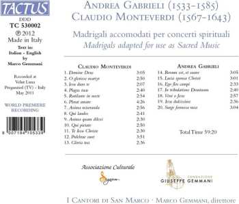 CD Andrea Gabrieli: Madrigali Accomodati Per Concerto Spirituale