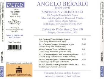 CD Angelo Berardi: Sinfonie A Violino Solo, Opus VII