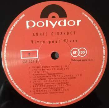 LP Annie Girardot: Vivre Pour Vivre
