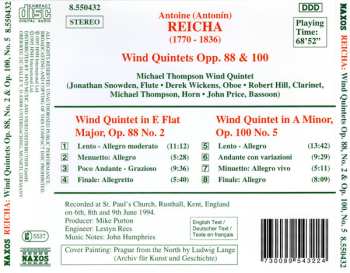 CD Anton Reicha: Wind Quintets, Op. 88, No. 2 & Op. 100, No. 5