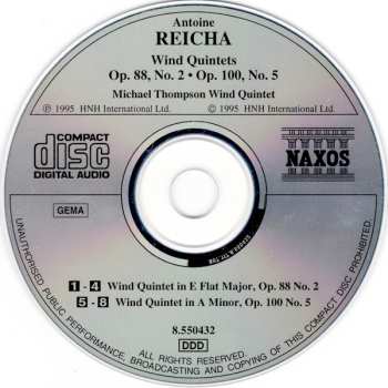 CD Anton Reicha: Wind Quintets, Op. 88, No. 2 & Op. 100, No. 5
