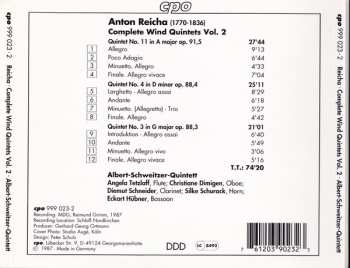CD Anton Reicha: Sämtliche Bläserquintette Vol. 2