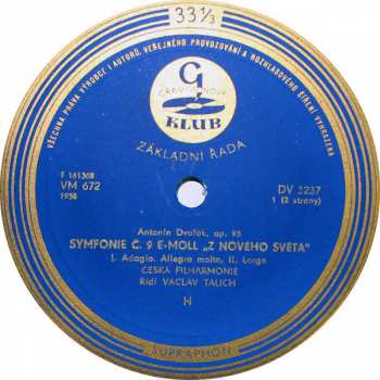 LP Antonín Dvořák: Symfonie Č. 9 E-moll, Op. 95 „Z Nového Světa”
