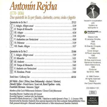 CD Anton Reicha: Due Quintetti In Es Per Flauto, Clarinetto, Corno, Viola E Fagotto