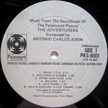 LP Antonio Carlos Jobim: Music From The Soundtrack Of The Paramount Picture The Adventurers