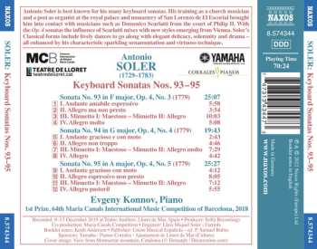 CD Padre Antonio Soler: Keyboard Sonatas Nos. 93–95