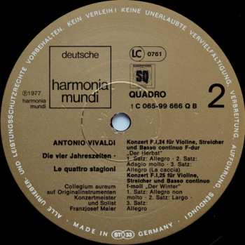 LP Antonio Vivaldi: Die Vier Jahreszeiten - Le Quattro Stagioni Op.8 Nr.1-4