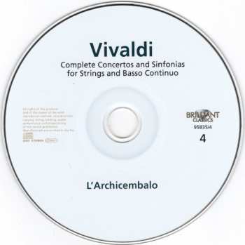 4CD/Zestaw pudełkowy Antonio Vivaldi: Complete Concertos And Sinfonias For Strings And Basso Continuo