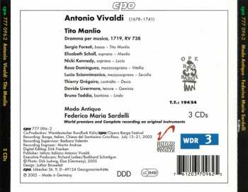 3CD/Zestaw pudełkowy Antonio Vivaldi: Tito Manlio