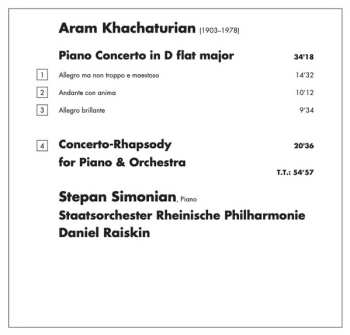 CD Aram Khatchaturian: Piano Concerto; Concerto-Rhapsody