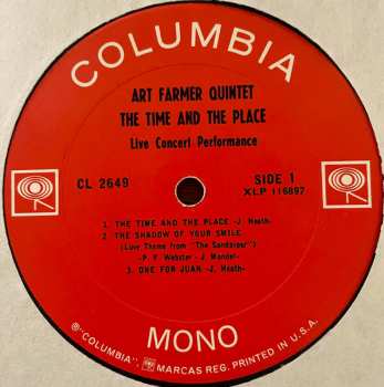 LP Art Farmer Quintet: The Time And The Place - Live Concert Performance