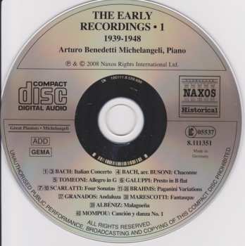 CD Arturo Benedetti Michelangeli: The Early Recordings - 1