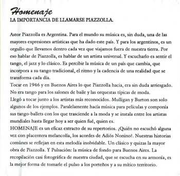 CD Astor Piazzolla: Homenaje Adios Nonino...Y Sus Temas Mas Recordados