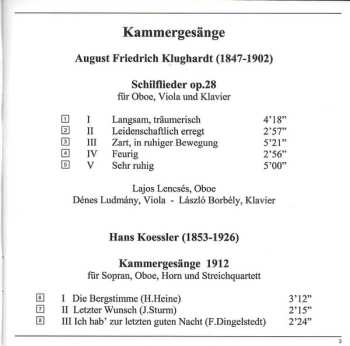 CD August Klughardt: Kammergesänge