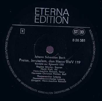 LP Johann Sebastian Bach: Kantaten - Wir Danken Dir, Gott BWV 29, Preise, Jerusalem, Den Herrn  BWV 119
