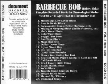 CD Barbecue Bob: Complete Recorded Works In Chronological Order: Volume 2 (21 April 1928 To 3 November 1929)