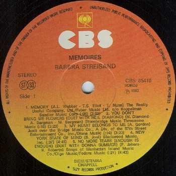 LP Barbra Streisand: Memories