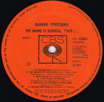 LP Barbra Streisand: My Name Is Barbra, Two...