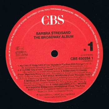 LP Barbra Streisand: The Broadway Album