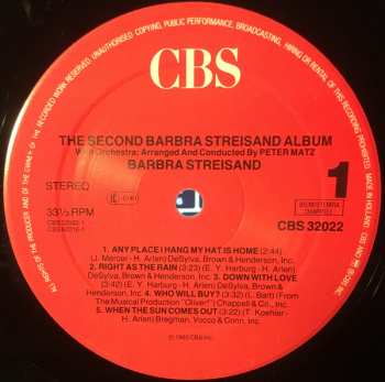 LP Barbra Streisand: The Second Barbra Streisand Album