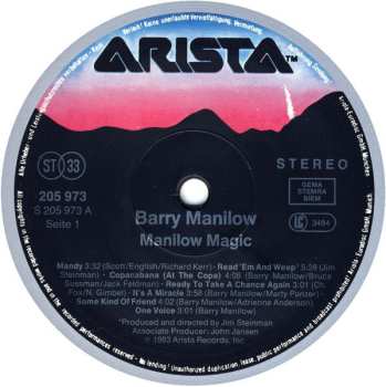 LP Barry Manilow: Manilow Magic