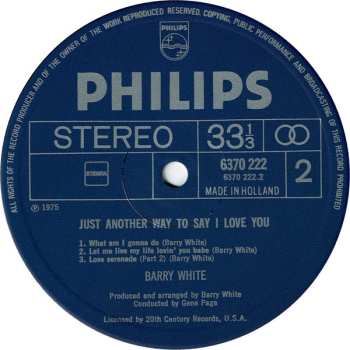 LP Barry White: Just Another Way To Say I Love You
