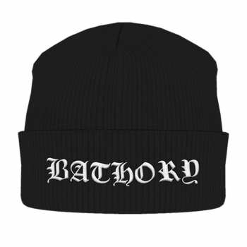 Merch Bathory: Czapka White Logo Bathory Vyšívaná