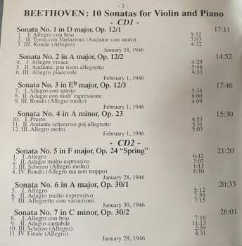 3CD/Zestaw pudełkowy Ludwig van Beethoven: 10 Sonatas For Violin & Piano (Live At The Library Of Congress 1946)