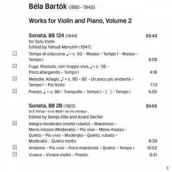 CD Béla Bartók: Bartok - Works For Violin And Piano Volume 2: Sonatas And Folk Dances