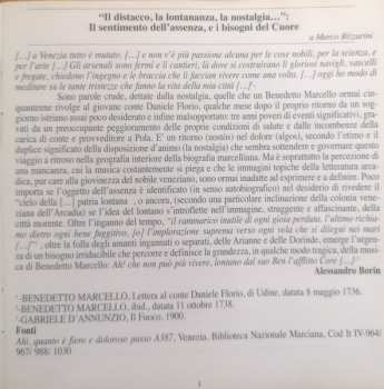 CD Benedetto Marcello: Lo Specchio Della Nostalgia Duetti Cantate Per Voci E Stromenti