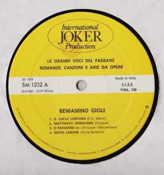 LP Beniamino Gigli: Romanze, Canzoni E Arie Da Opere