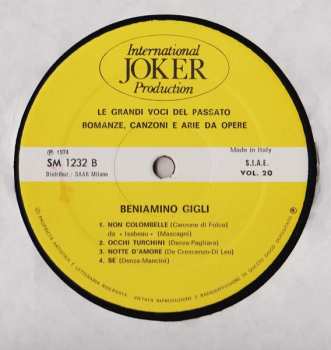LP Beniamino Gigli: Romanze, Canzoni E Arie Da Opere