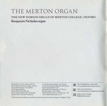 CD Benjamin Nicholas: The Merton Organ (Plays The New Dobson Organ Of Merton College, Oxford)