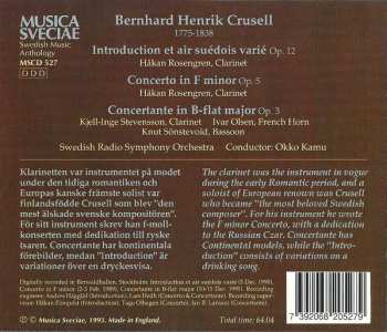 CD Sveriges Radios Symfoniorkester: Introduction Et Air Suédois Varié / Clarinet Concerto F Minor / Concertante B-flat Major