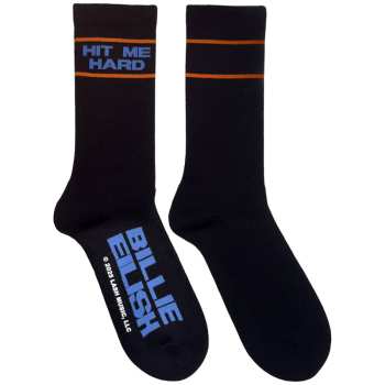 Merch Billie Eilish: Billie Eilish Unisex Terry Socks: Hit Me Hard & Soft (black) (uk Size 4 - 7) 36 - 42