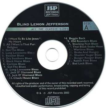 4CD/Zestaw pudełkowy Blind Lemon Jefferson: The Complete 94 Classic Sides Remastered