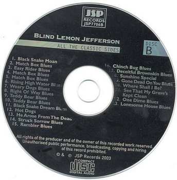 4CD/Zestaw pudełkowy Blind Lemon Jefferson: The Complete 94 Classic Sides Remastered